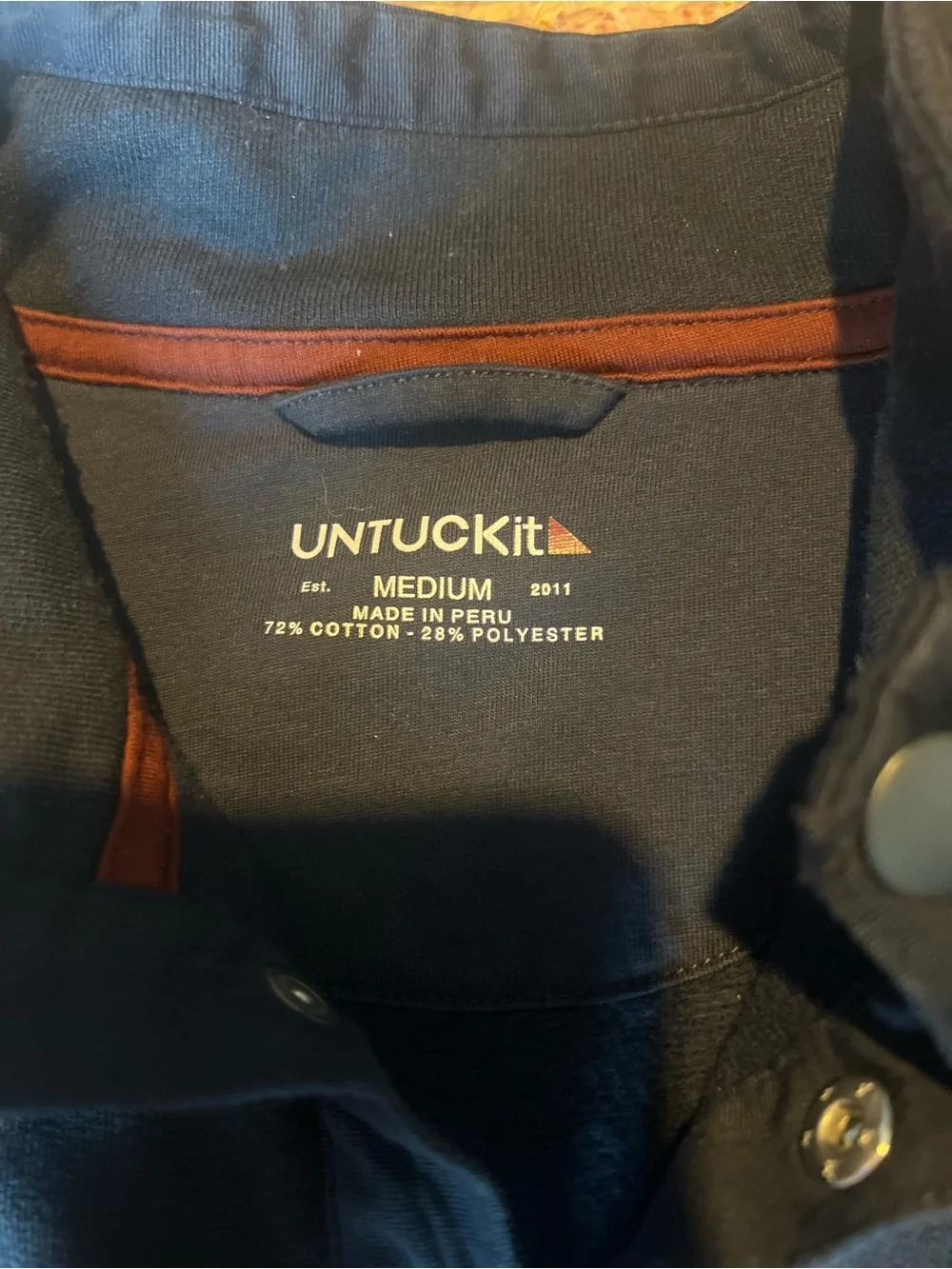 UNTUCKit Parkson Snap Fleece Pullover Navy Blue Mock Neck Sweater Mens Medium M